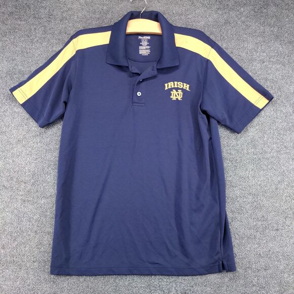 Pro Edge Men's Polo Shirt Blue Medium Short Sleeve Pullover Notre Dame Irish - Picture 2 of 14